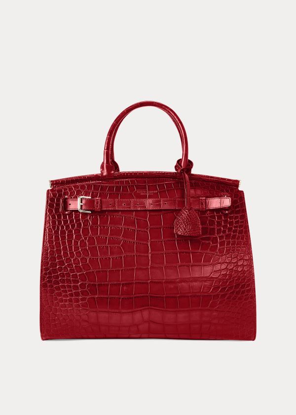 Bolsos De Mano Ralph Lauren Mujer Rojos Oscuro - Alligator Medium RL50 - FOBEY4380